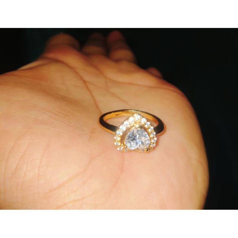 CINCIN CANTIK TITANIUM MOTIF LOVE MATA FULL PERMATA FHASION WANITA