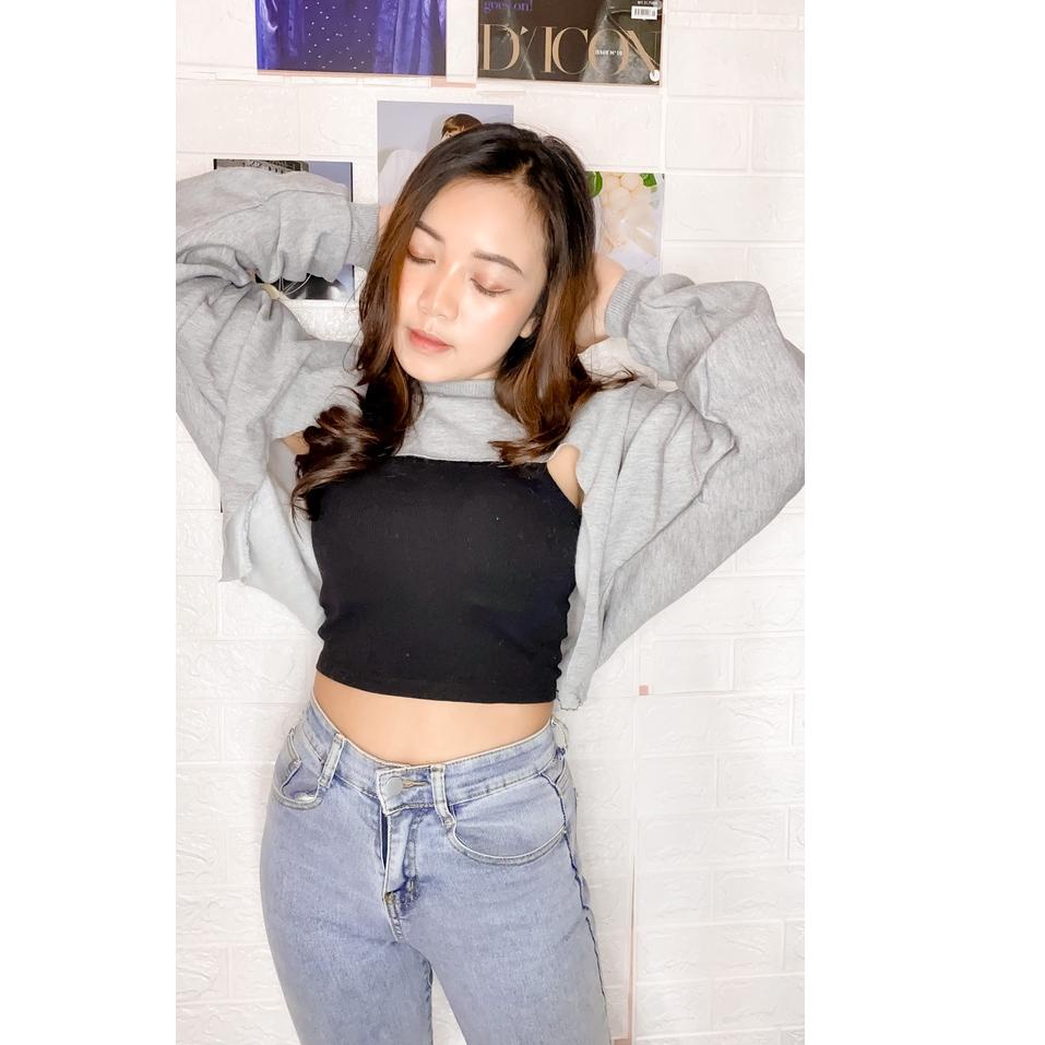 [PROMO WCQ89] ROSE ROCK CROPE SWEATER BRSK / ATASAN WANITA OVERSIZE CROP SEDADA Harga Termurah