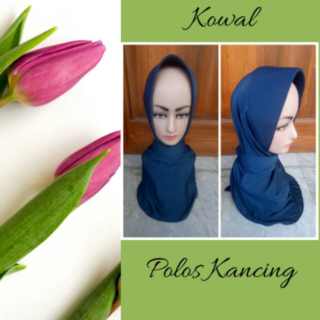Jilbab kowal polos kancing