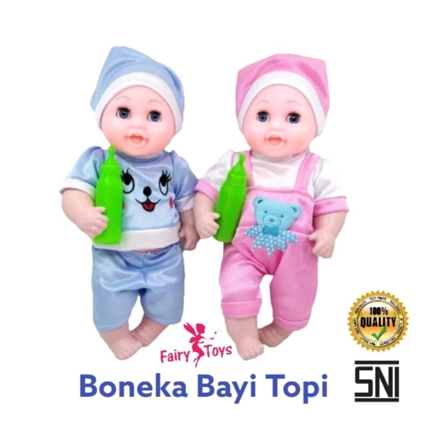 Mainan Boneka Bayi Topi Bunyi Papa Mama Oek dan Menangis