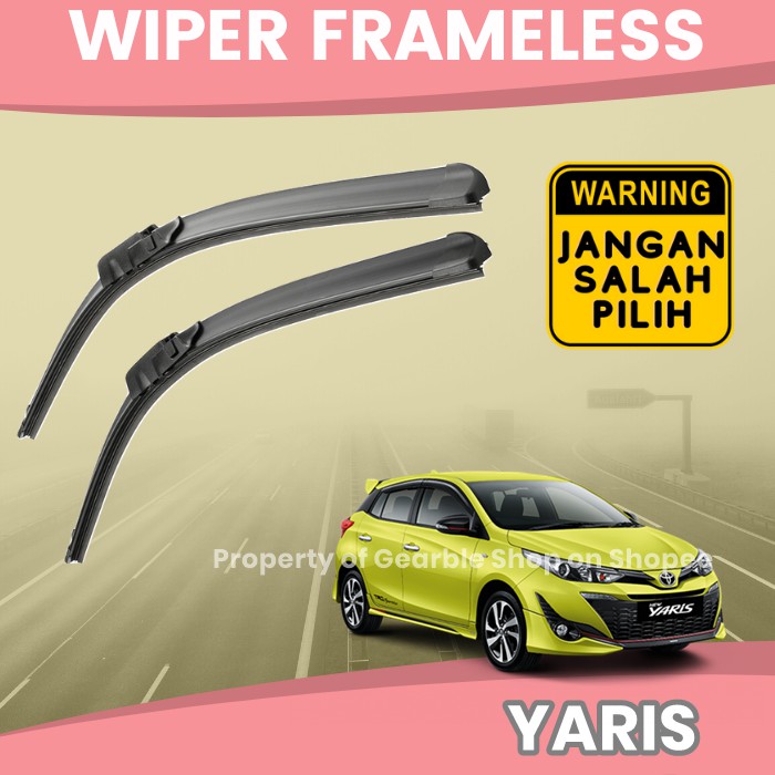 WIPER MOBIL YARIS WIPER DEPAN YARIS KARET WIPER KACA MOBIL FRAMELESS YARIS SEPASANG SATU 1 SET