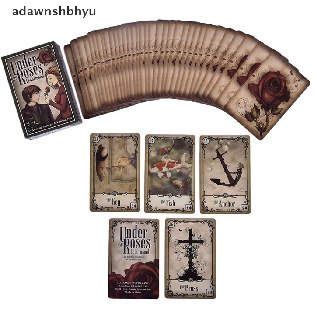 Adawnshbhyu Kolong Mawar Lenormand 39kartu Dek Menara Jam LOVE Oracle Tarot