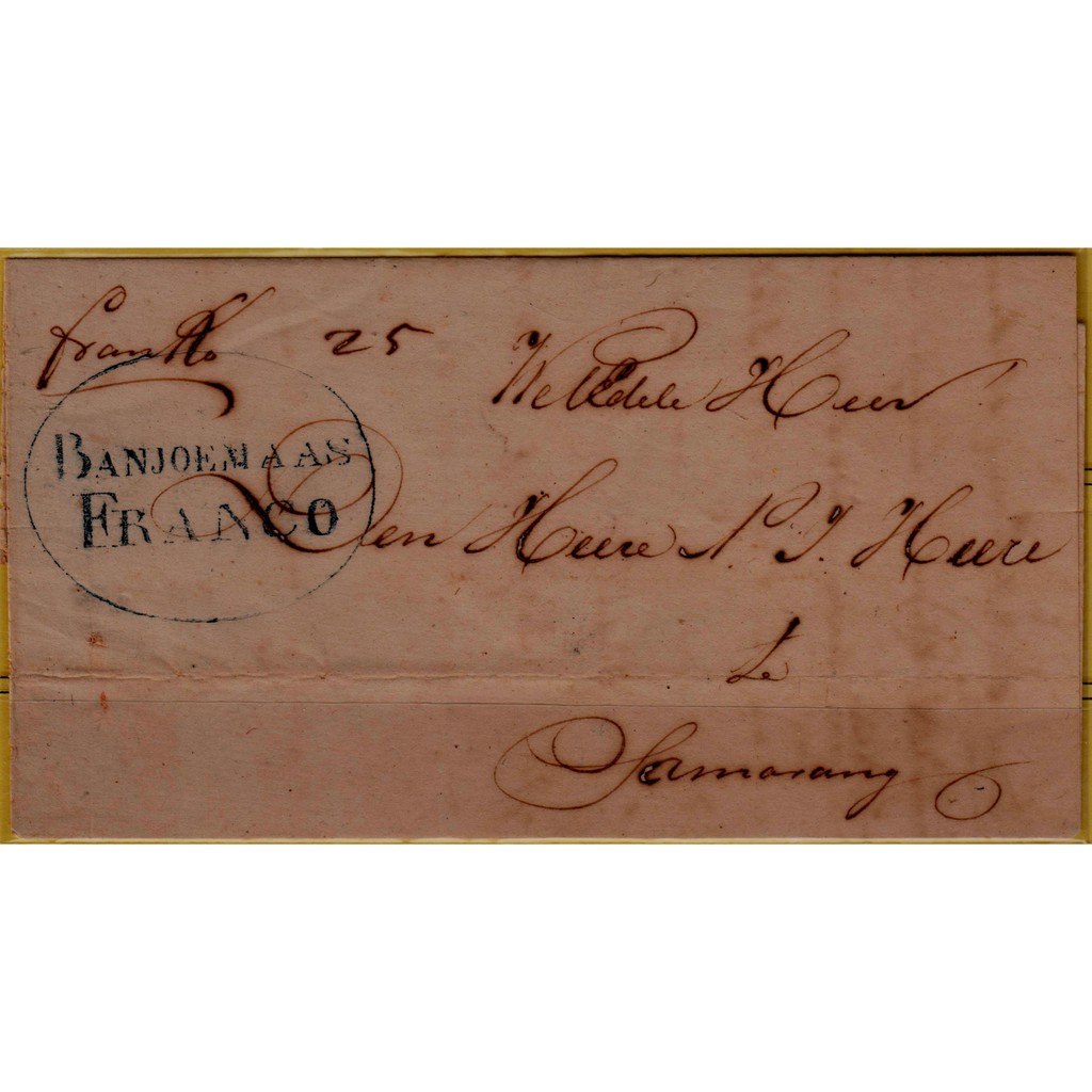 

Perangko Filateli J24 Netherlands Indies Pre Philateliy Cover 1850 Banjoemaas Franco In Blue Oval