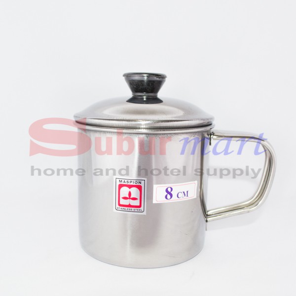 Mug / Cangkir Stainless Steel + Tutup Maspion 8 cm
