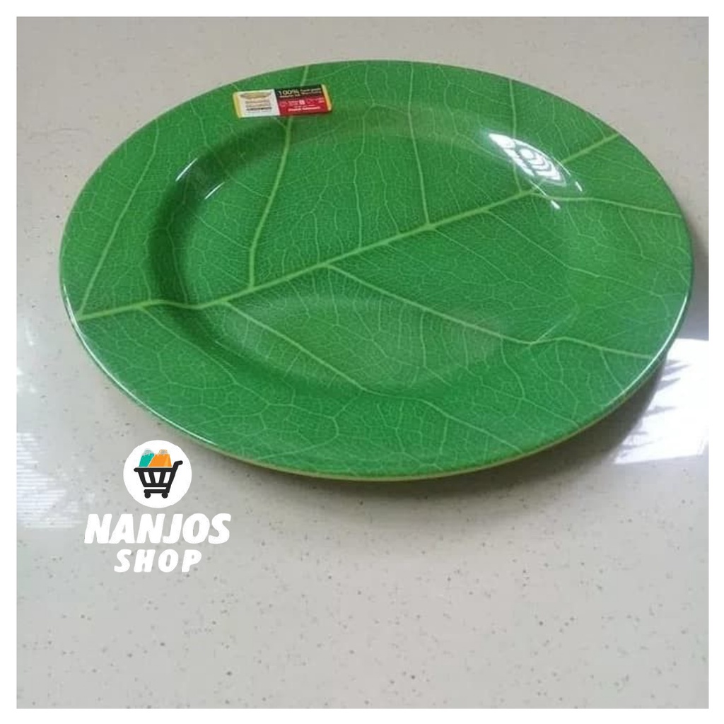 Golden Dragon Piring Makan Nasi Mie Melamin Motif Daun 8 Inci P0208D