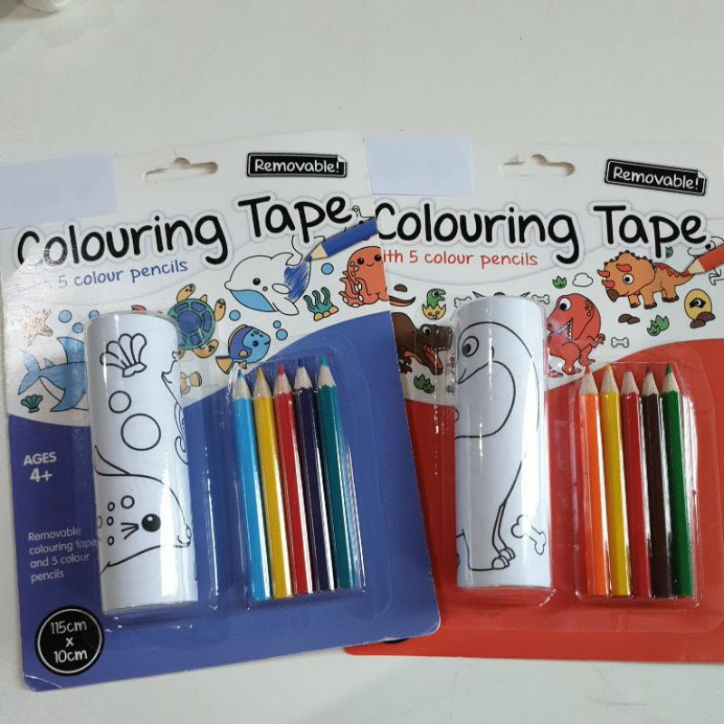 

Coloring Tape With 5 Color Pencils Kertas Roll Bergambar Untuk Mewarnai dan Pensil Warna