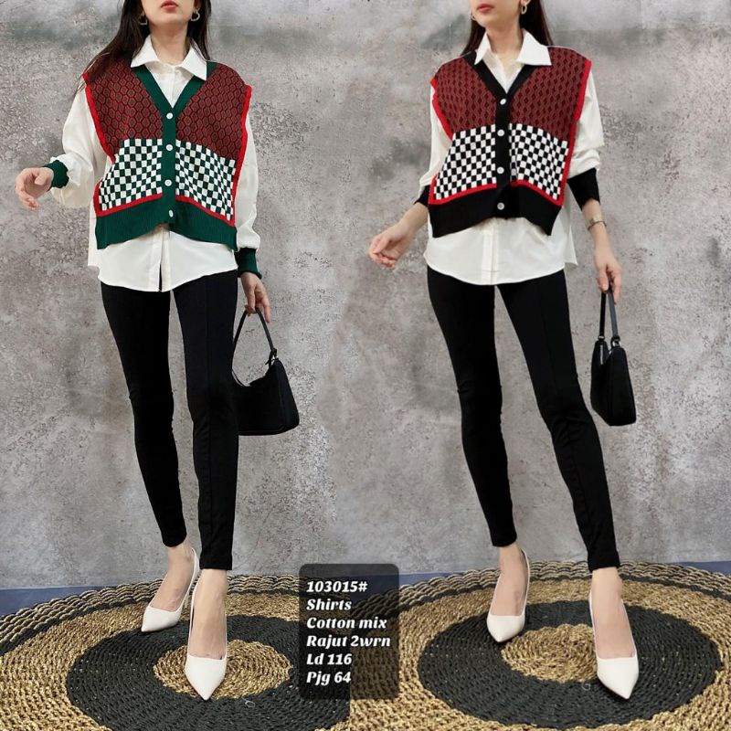 BLOUSE RAJUT MIX KATUN IMPORT HALUS VARIASI 2 WARNA