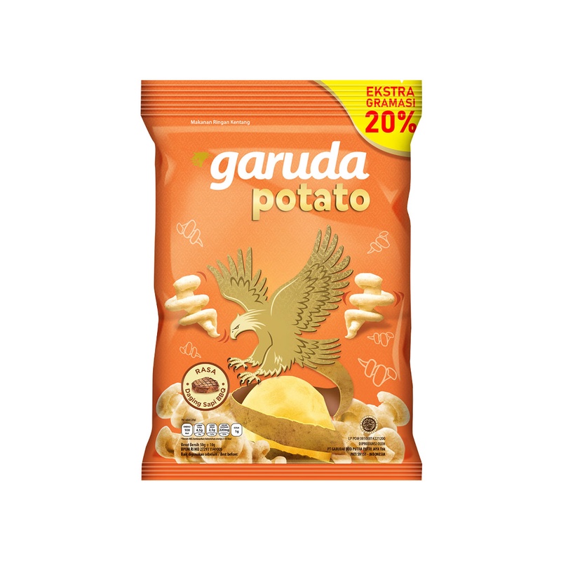 

Garuda Potato - Snack Kentang Rasa Daging Barbeque 50g + Bonus Isi 10g