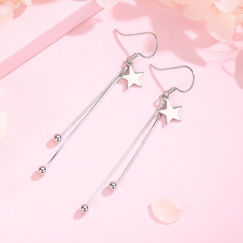 Anting wanita Sterling silver S925  (Garansi  2  Tahun) Anting Star tassel Fashion dan manis Earrings Fashion and sweet perak asli S925 Original Arctic Deer