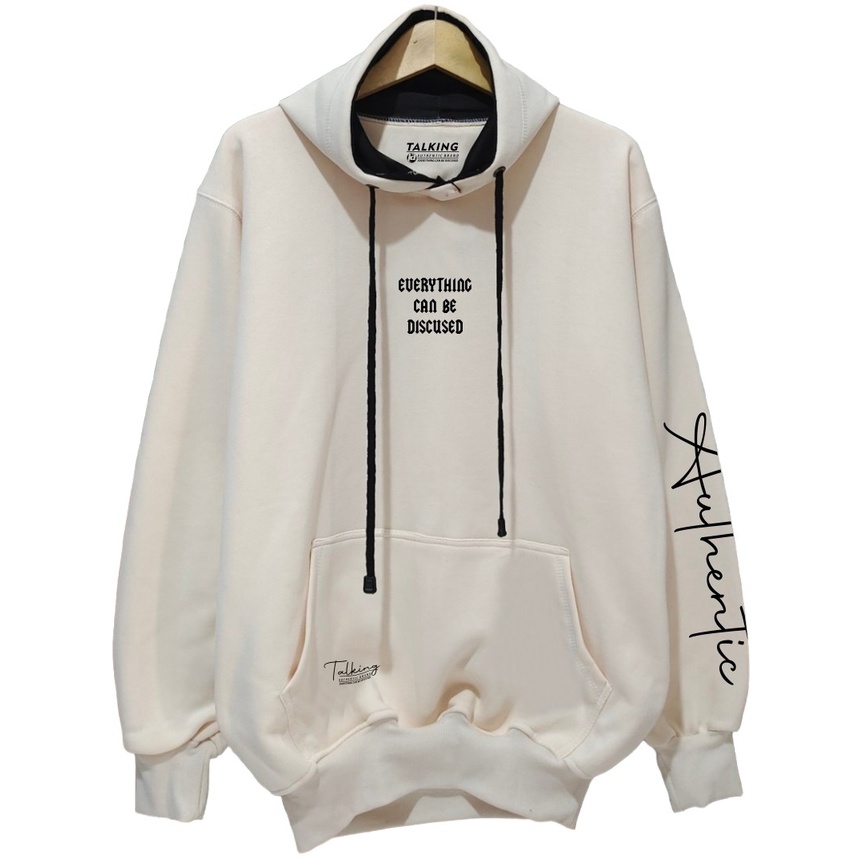 Hoodie Pria Distro Original Talking Warna Cream Switer Cowok Keren Suiter Tebal Hudi Hodie Oversize