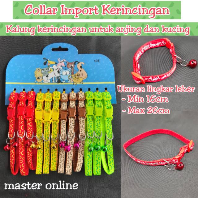 Collar import jcc kalung kerincingan untuk anjing dan kucing motif batik kawung