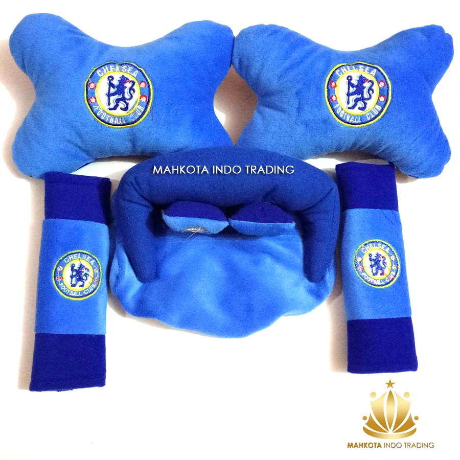 Bantal Jok Mobil Chelsea 3in1 / Bantal Leher Mobil Chelsea / Tempat Tisu Chelsea