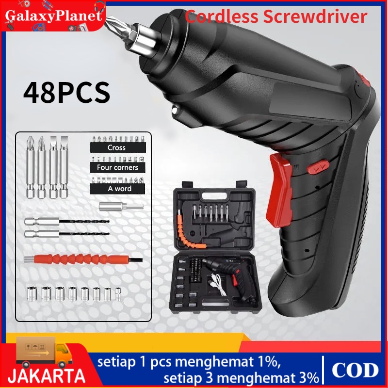 cordless screwdriver 4 2 v   mesin bor obeng baterai batere kunci sok electric screwdriver set  scre