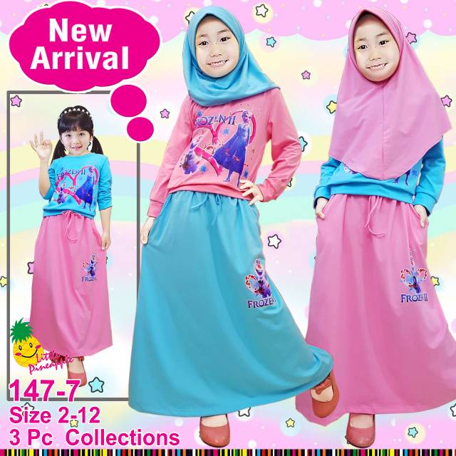 Set Littlepineaple rok hijab frozen || set rok hijab frozen