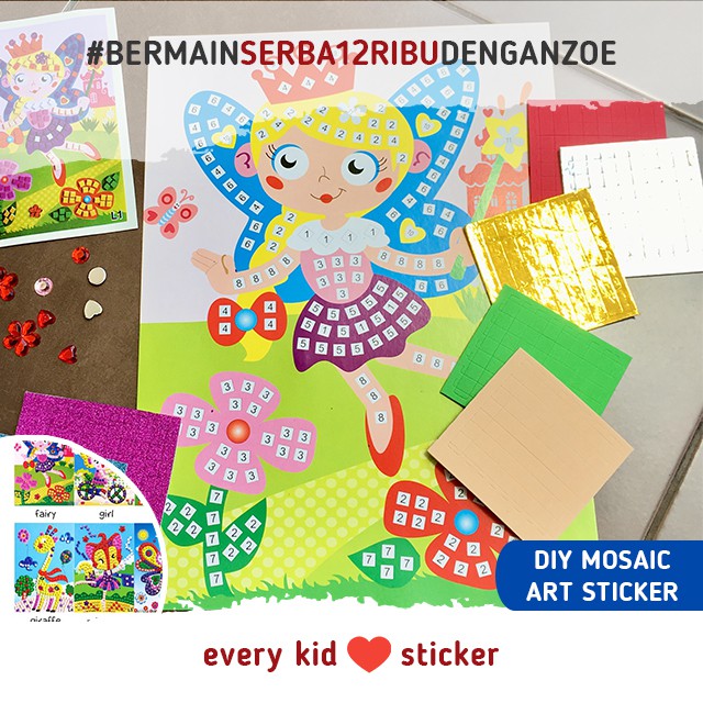 Zoetoys DIY Mosaic Art Sticker | Prakarya Menempel Stiker Manik Kerajinan Tangan | Diamond and Craft Activity