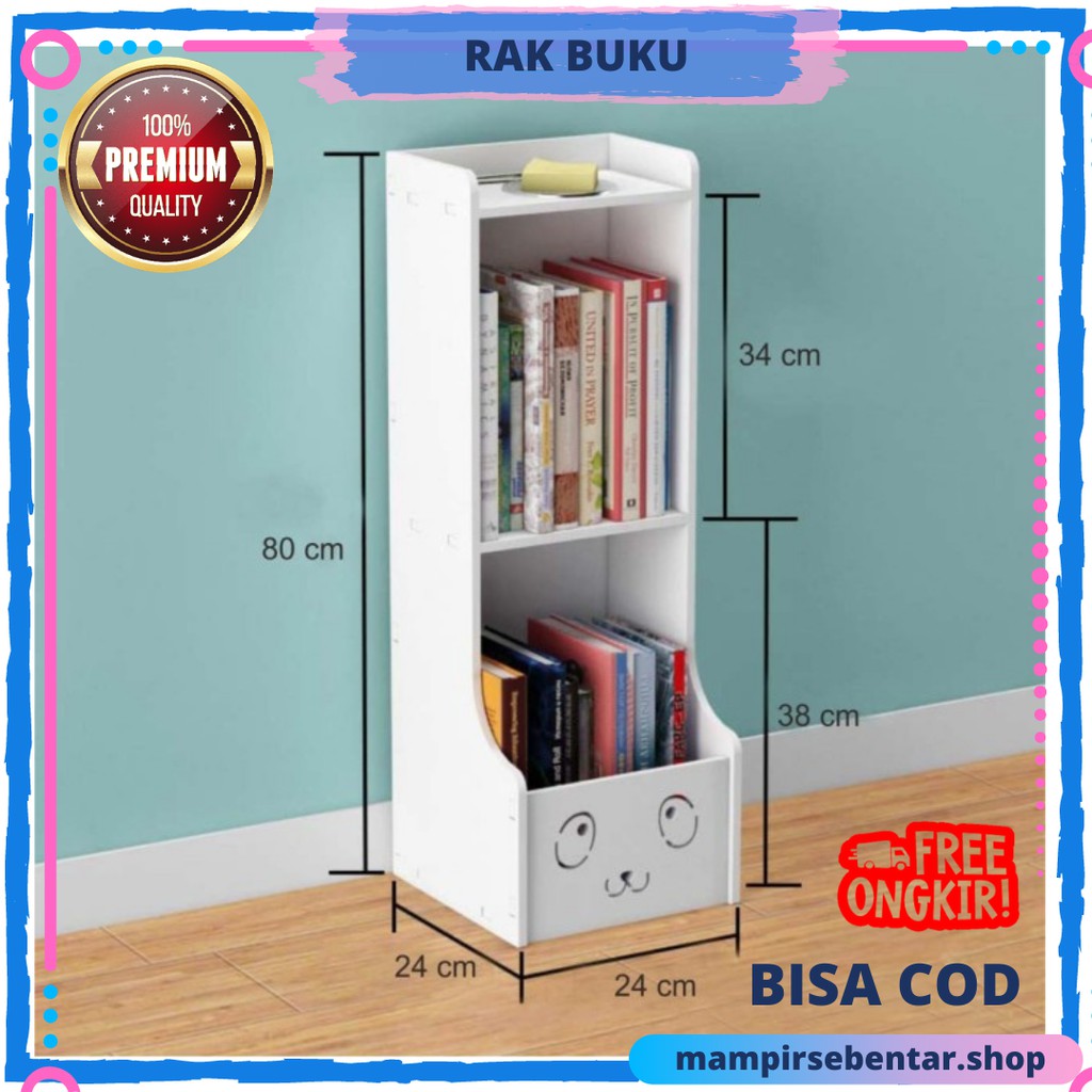 Rak Buku Dekorasi Hiasan Dinding Tempat Wadah Buku Vintage Putih Motif Lucu A795