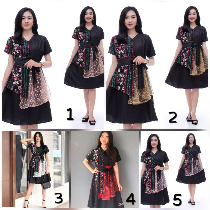 DRESS BATIK KOMBINASI BROKAT DRESS BATIK DRESS BROKAT
