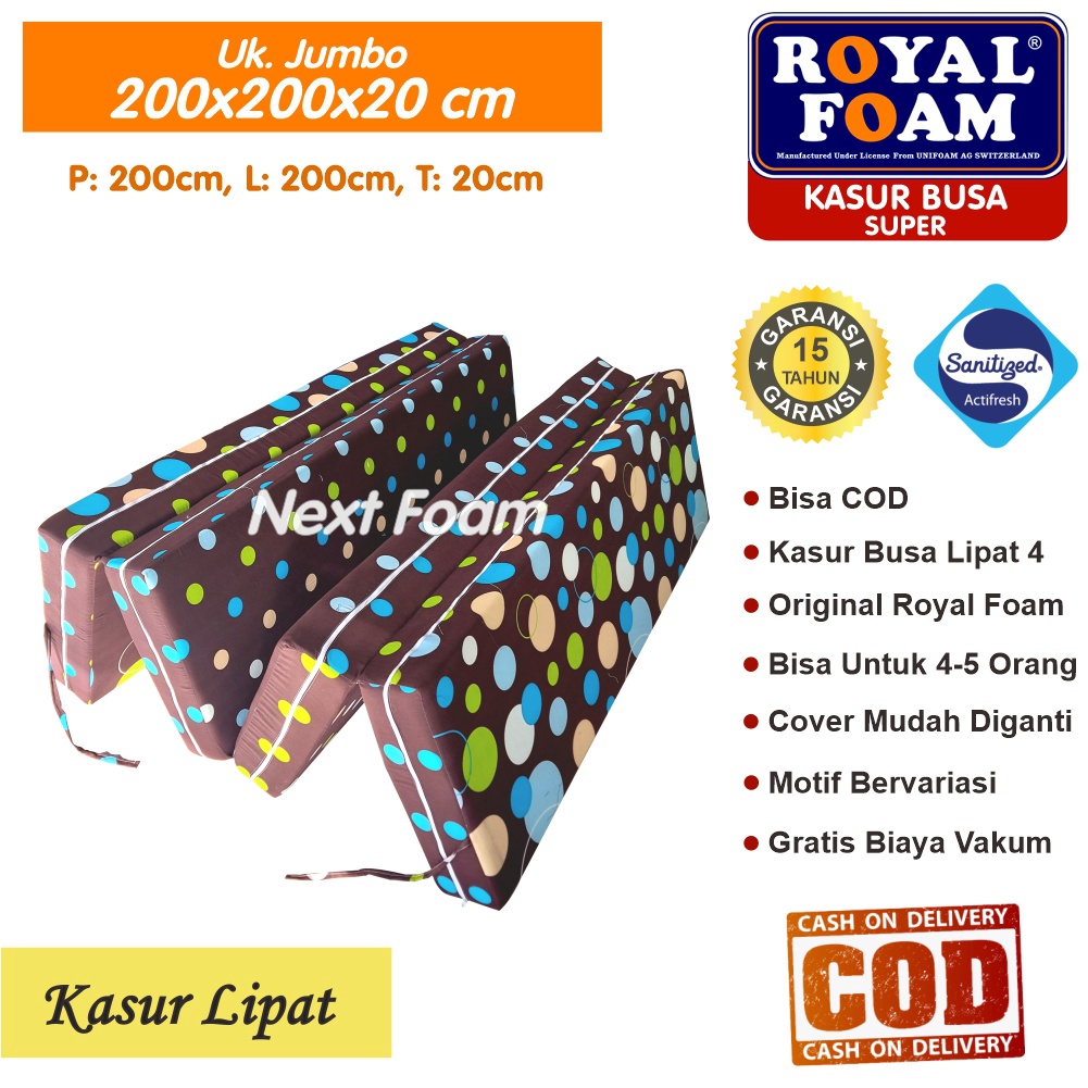 Kasur Busa Lipat Royal Foam Ukuran Jumbo 200x200x20 cm Tebal 20 cm D23 ORIGINAL Garansi 15 Tahun