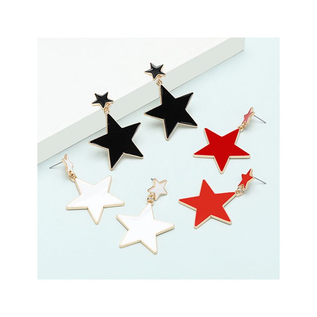 LRC Anting Tusuk Fashion Multi-layered Pentagram Alloy Oil Drop Earrings D92217