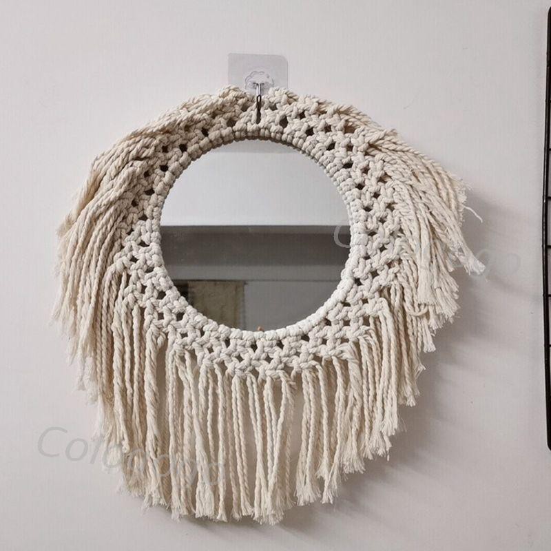 Colo Hand Woven Macrame Tapestry Wall Hanging Decorative Mirror Home Art Wall Decor Shopee Indonesia