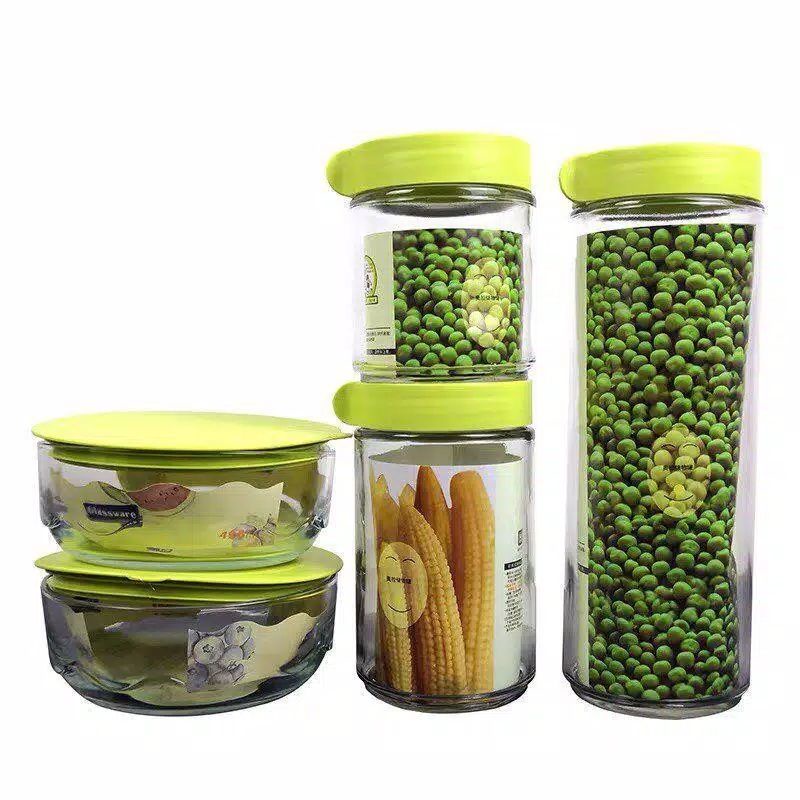 Toples Kaca Marine Serbaguna Isi 5 Bowl Set Ever Green