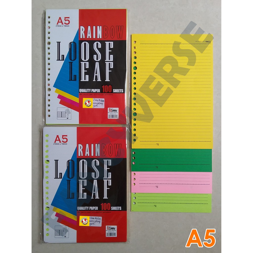 

Loose Leaf Binder A5 Isi 100 Lembar Warna Bergaris / Kertas Binder