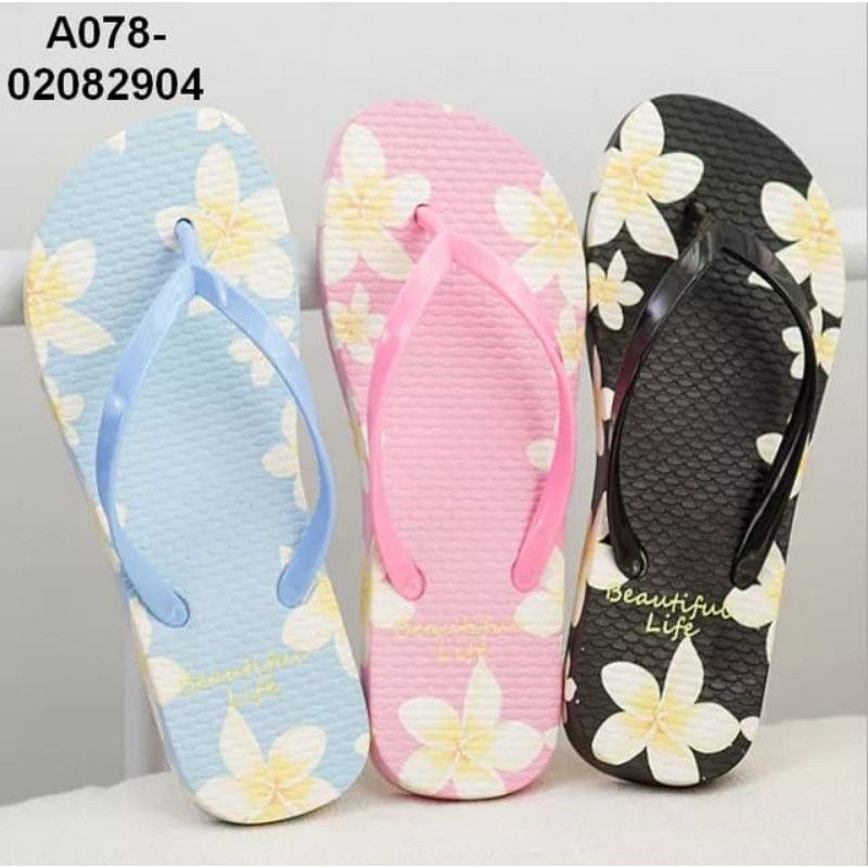 SANDAL WANITA JEPIT SPON MOTIF BUNGA BEAUTIFUL LIFE