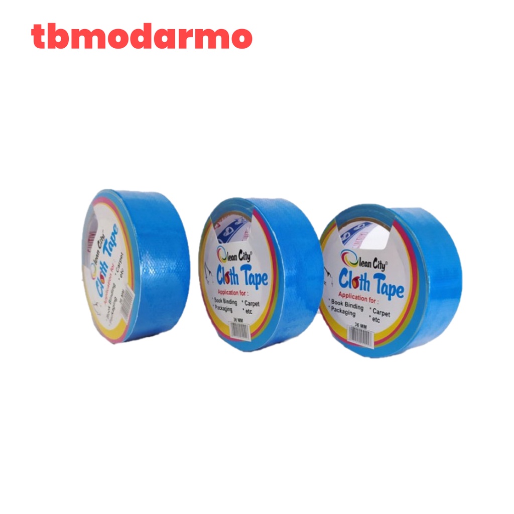 Cloth Tape / Lakban Kain Olean City 1.5 Inch (36mm X 10m) Biru Muda