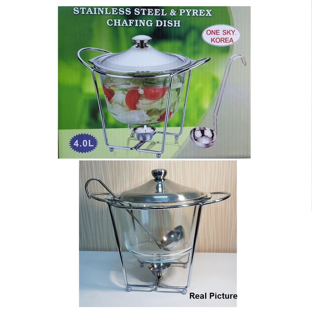 Super Murah Prasmanan soup kaca/ Chafing dish stainless steel & Pyrex 4.0 L - PH00372