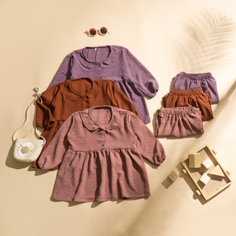 1-5 Tahun One Set MALIKA Crinckle PREMIUM Setelan Anak Perempuan