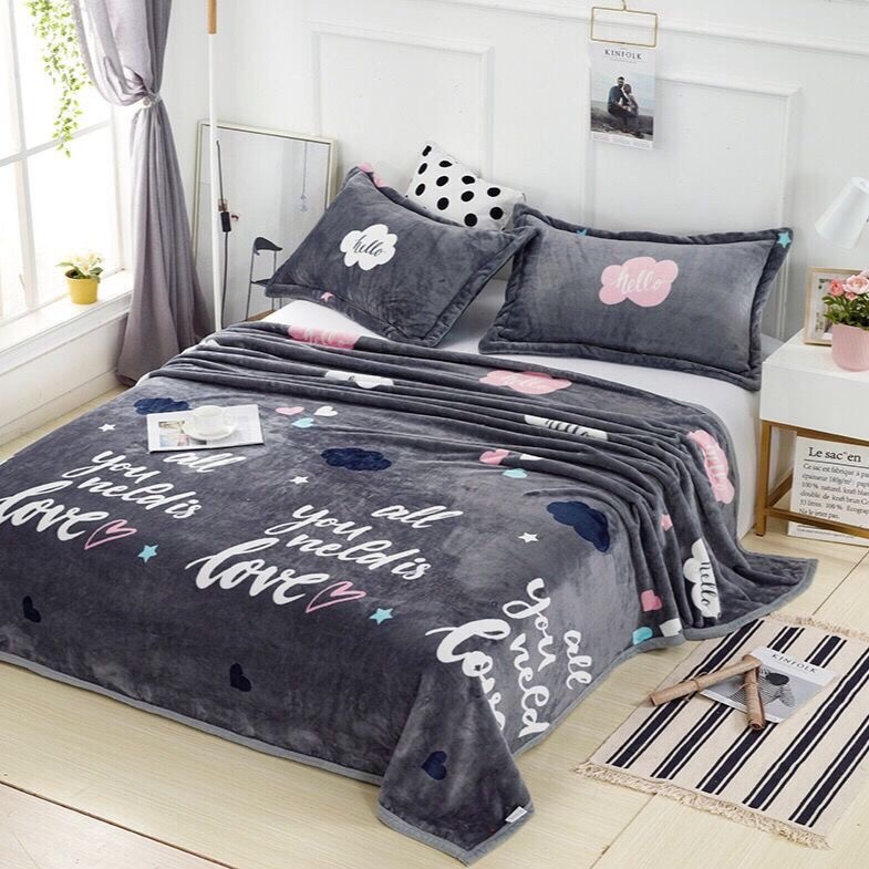 Selimut Bulu Halus 150x200 Motif Keren Murah Asriyasashii Berkualitas-LOVE 140