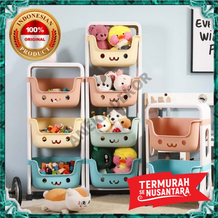 Rak Roda Dorong Tempat Penyimpanan Barang Dekorasi 2 3 4 Susun Simpan Lucu Simpan Laci Makeup Make U