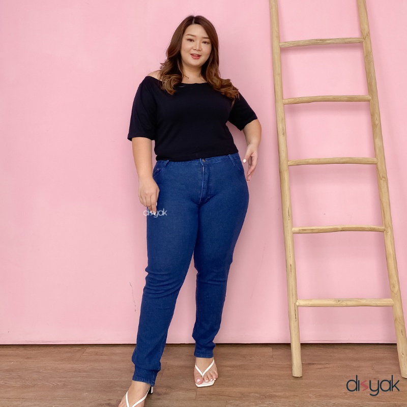 DISYAK-JUMBO High Waist Skinny Jeans Dark Blue 0012-0412