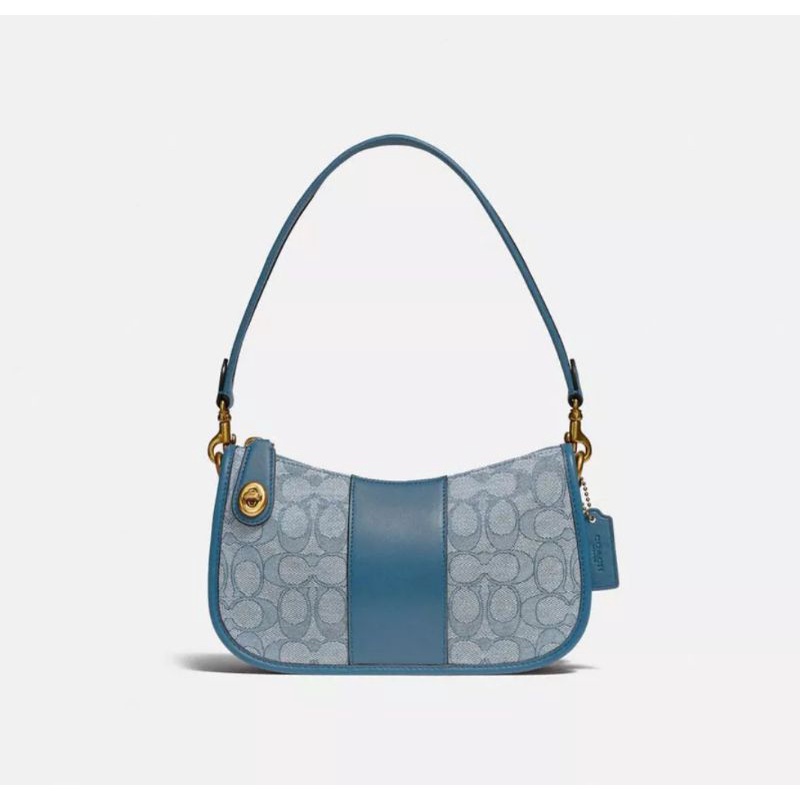 Coach Top Handle Swinger Bag in Marble Blue Azure(C0721)