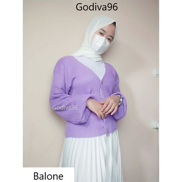 Godiva96 - OLIVIA CARDY CROP / EIREEN CROP CARDiGAN / KARDIGAN RAJUT BALONE KANCING BATOK WANITA