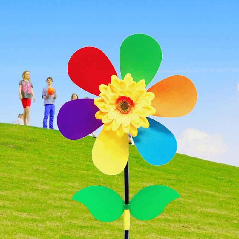 Mary Colorful Sunflower Windmill Wind Spinner Kincir Kincir Taman Dekorasi Halaman Mainan Anak DIY