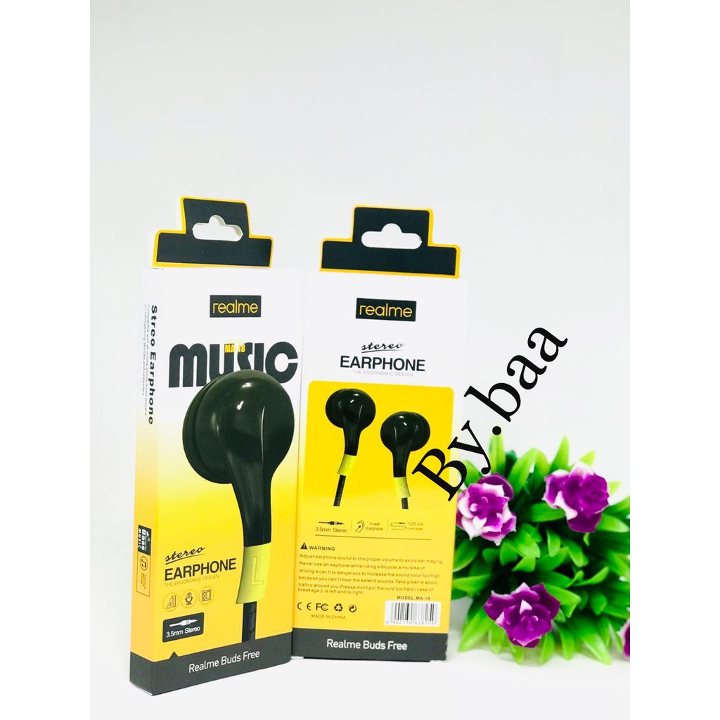 handsfree earphones REALME +MIC MA19/ MA18 / MA17 / MA15 realme buds realme c1 realme c2 realme c3