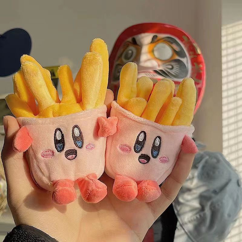 Burger Star Kirby Doll Bag Pendant Ins French Fries Plush Doll Bag Keychain Kawaii Anime Plush for Girl Birthday Gift