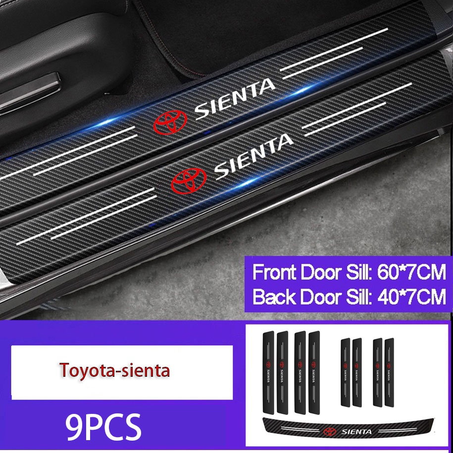 Stiker Pelindung Pintu Mobil Toyota SIENTA Bahan carbon fiber anti Gores Tahan Air