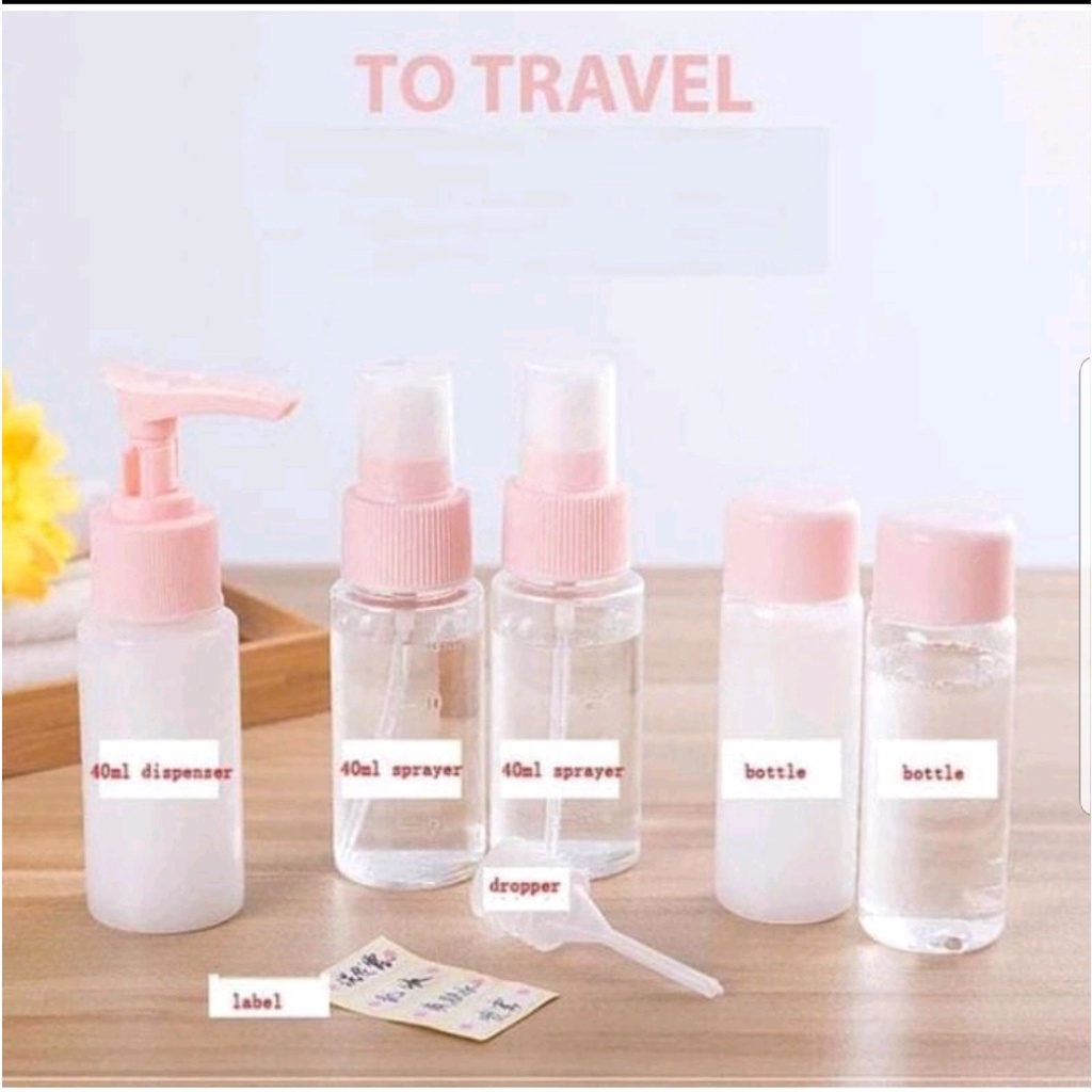 BOTOL REFILL SET 5 IN 1 TRAVEL TOILETRIES KIT