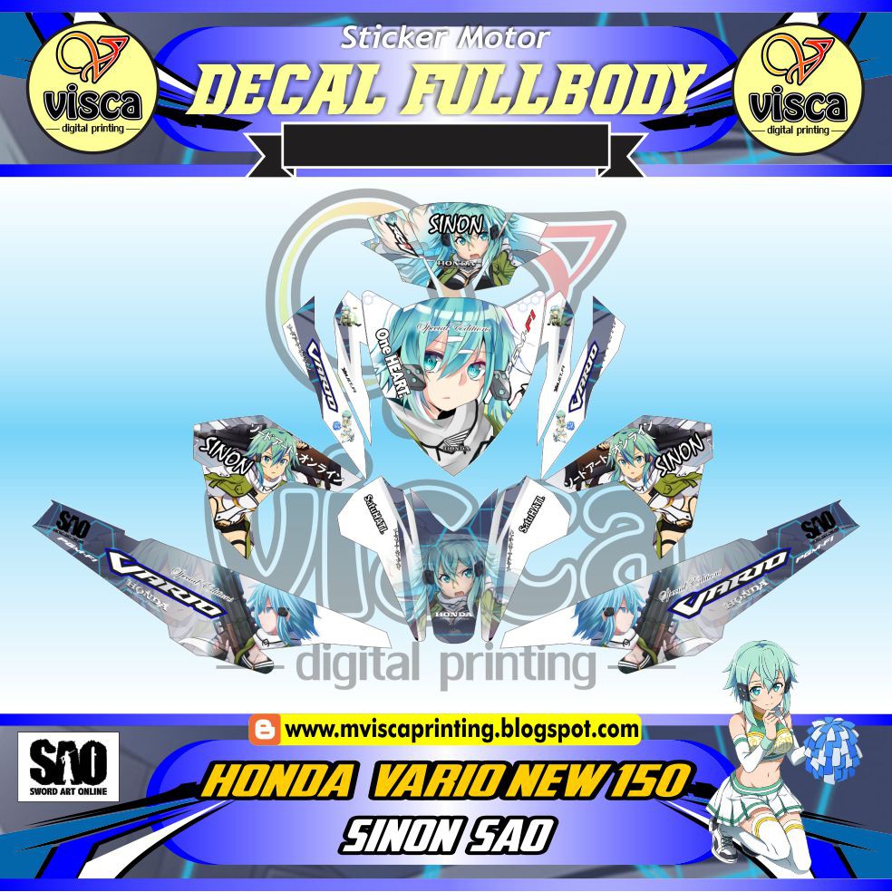 STIKER VARIASI MOTOR VARIO 150 TECHNO 2016 DECAL STRIPING FULL BODY VARIO 150 SINON SAO 2016 GRAD A