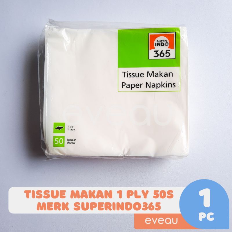 Tissue Makan Paper Napkins Merk Superindo365 1 Ply 50 Lembar Tisu