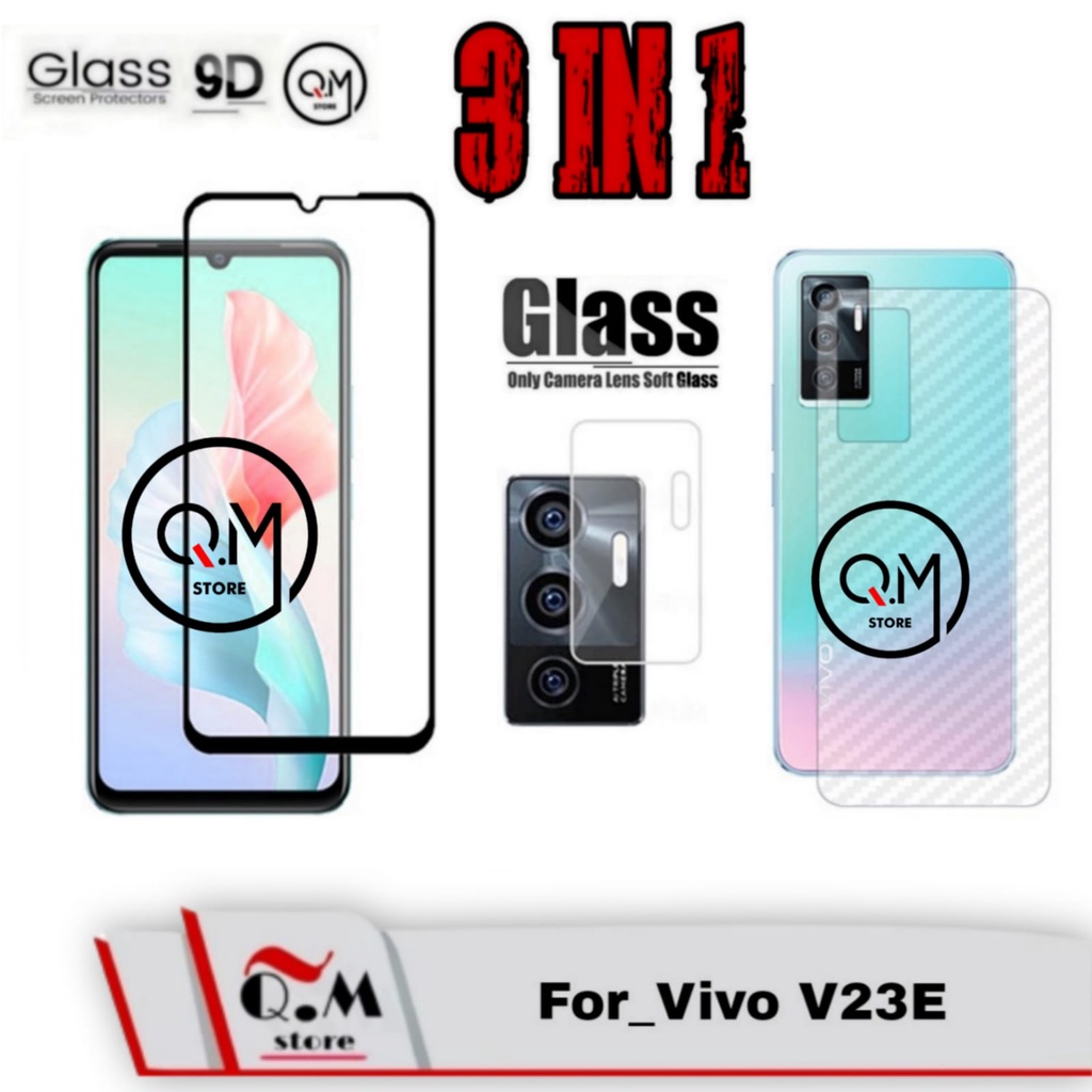 Paket 3in1 Tempered Glass Vivo V23E Anti Gores Pelindung Layar