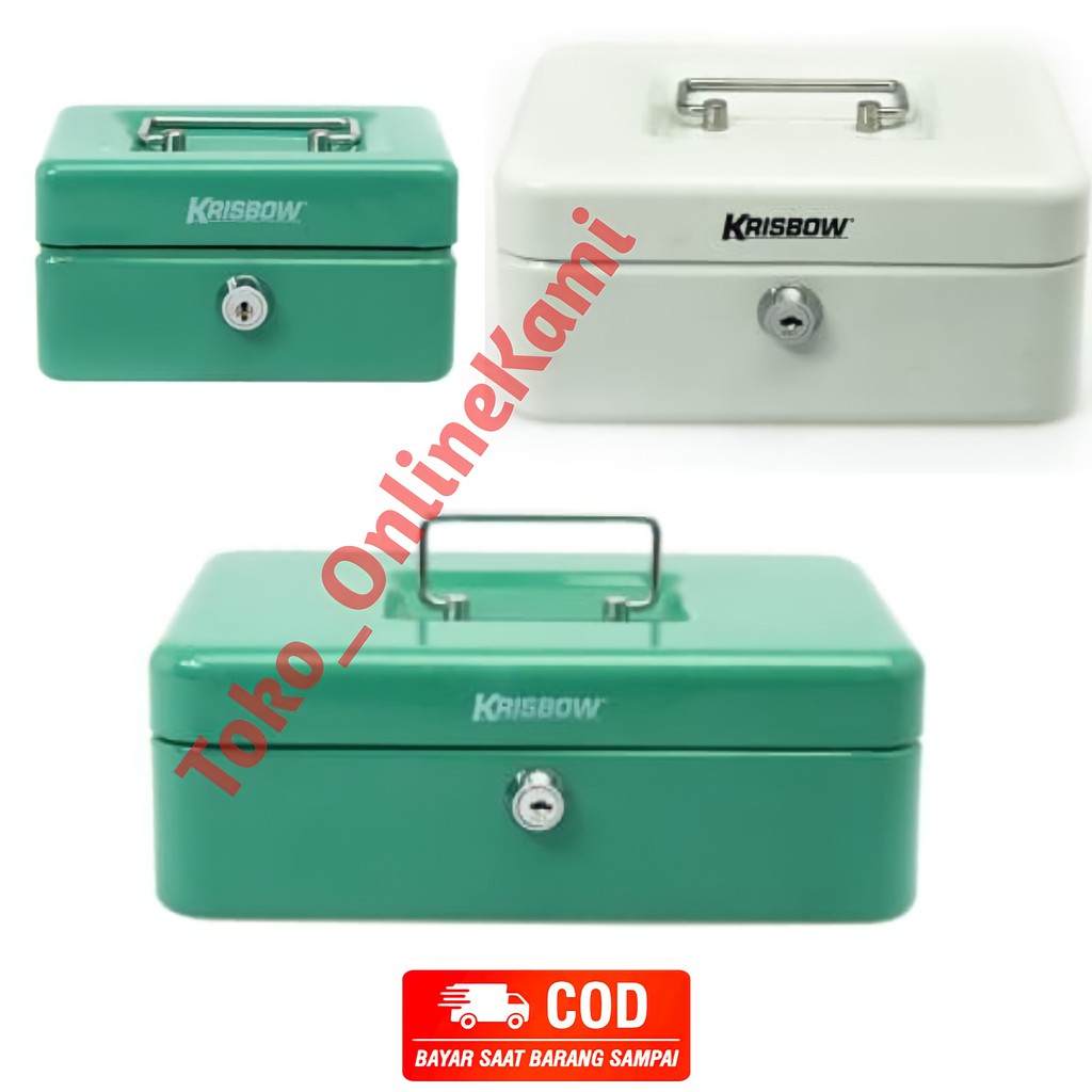 Krisbow Cash Box Hijau Dan Putih 15cm,20cm Dan 25cm/Tempat Penyimpanan Uang Krisbow