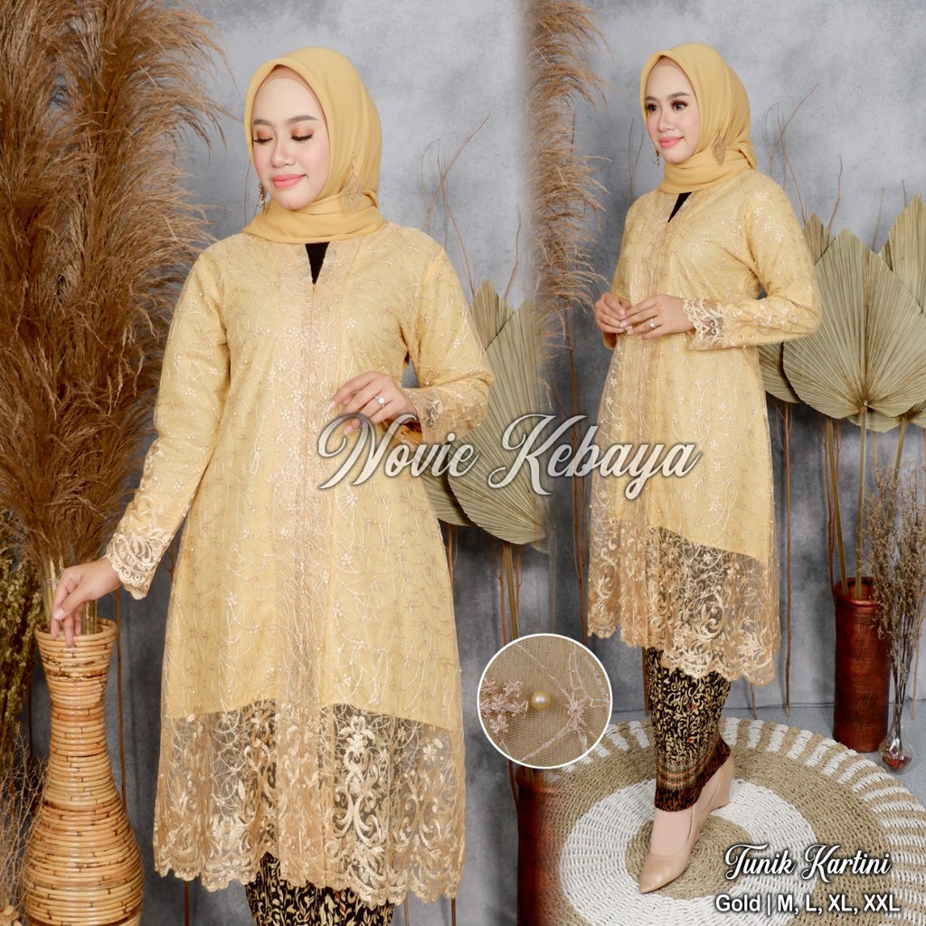 Setelan Kebaya Tulle Kartini Bawahan Rok Plisket