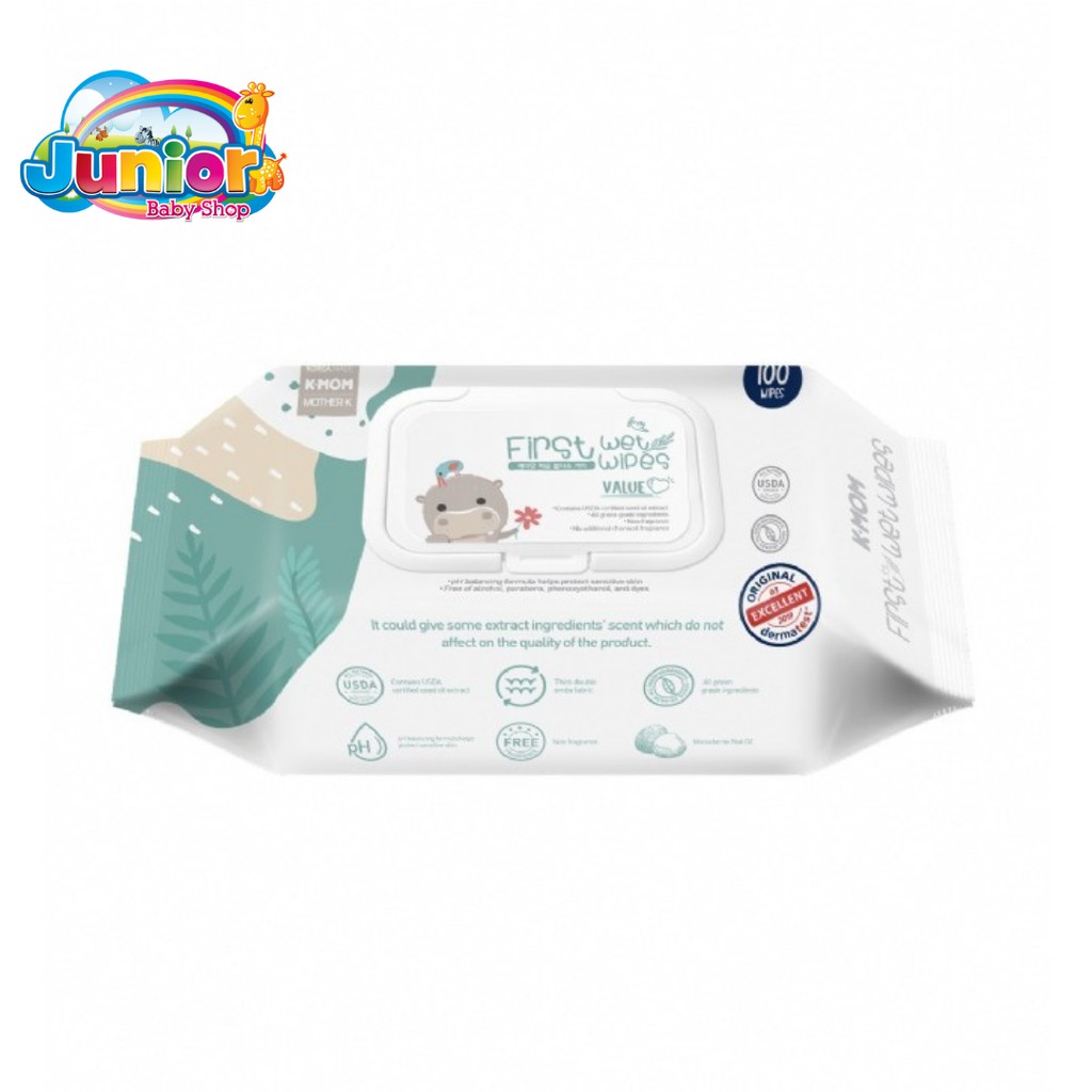 K-MOM First Wet Wipes 100pcs Value Cap