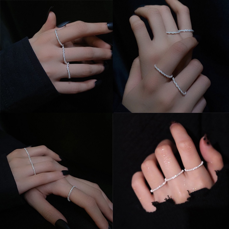 Ins Style Trendy Stacking Combination Ring Simple Shiny Luxury Finger Ring for Women Jewelry Accessories Gift