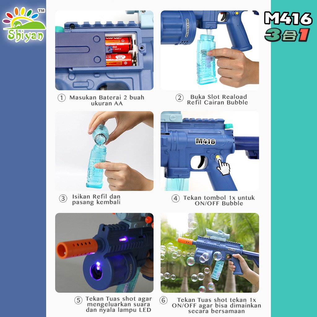 [Shiyan] soft bullet assault rifle toys / mainan senapan dengan bubble blower model senjata m416