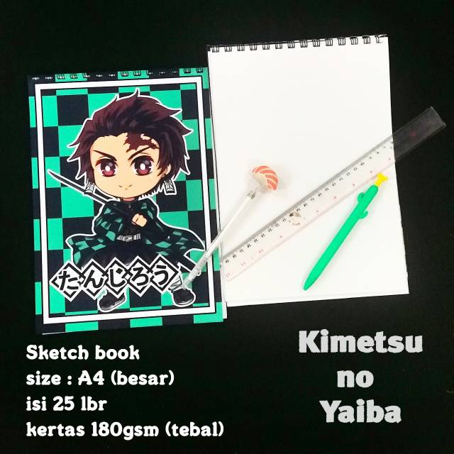 Sketch book kimetsu no yaiba buku sketsa a4 demon slayer tanjirou nezuko inosuke giyuu zenitsu notes