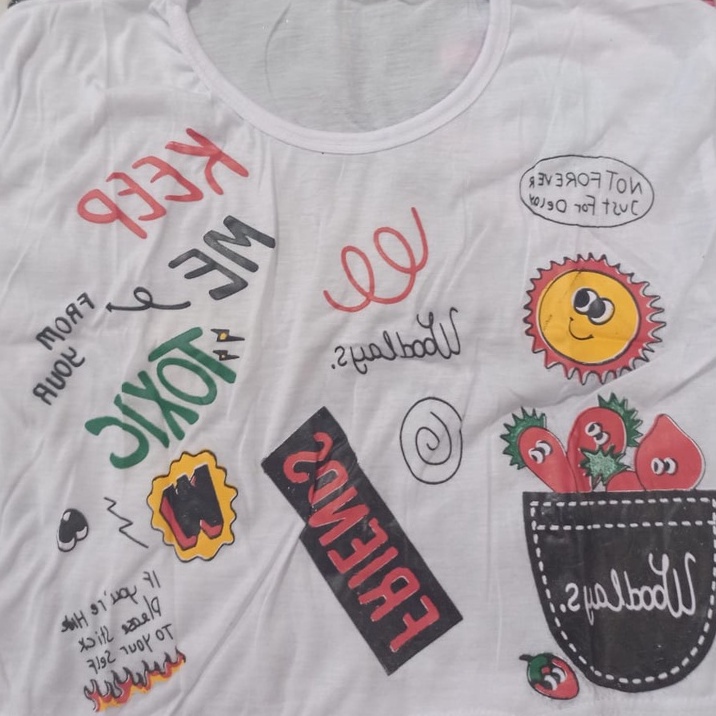 MR Kaos Oversize Crop Keep Toxic Freind (LD 106, P 45) Baju Pakaian Atasan Wanita Perempuan Cewek De